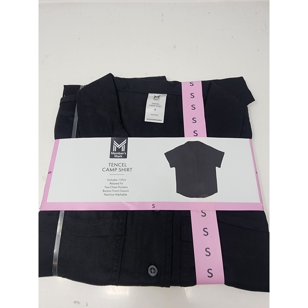 Member's Mark Womens Tencel Camp Shirt Black Lyocell Relaxed Size Small